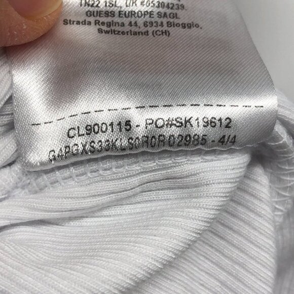 Guess White ribbed surplice V-neck crop top side tie size Medium - Picture 11 of 16